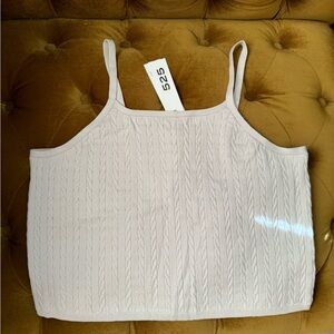 525 America, Cropped Baby Cable Sweater Knit Camisole, Pale Gray, NWT